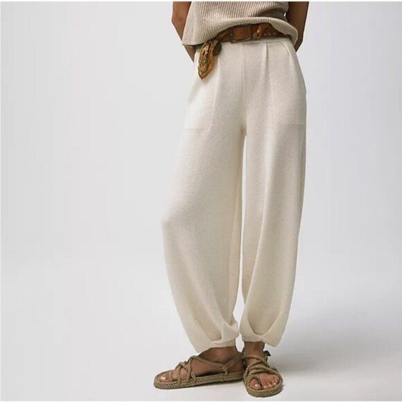 Free People Pants - Free People Beach FREYA Knit Pants Balloon Tapered Wide Leg Pant Womens Large